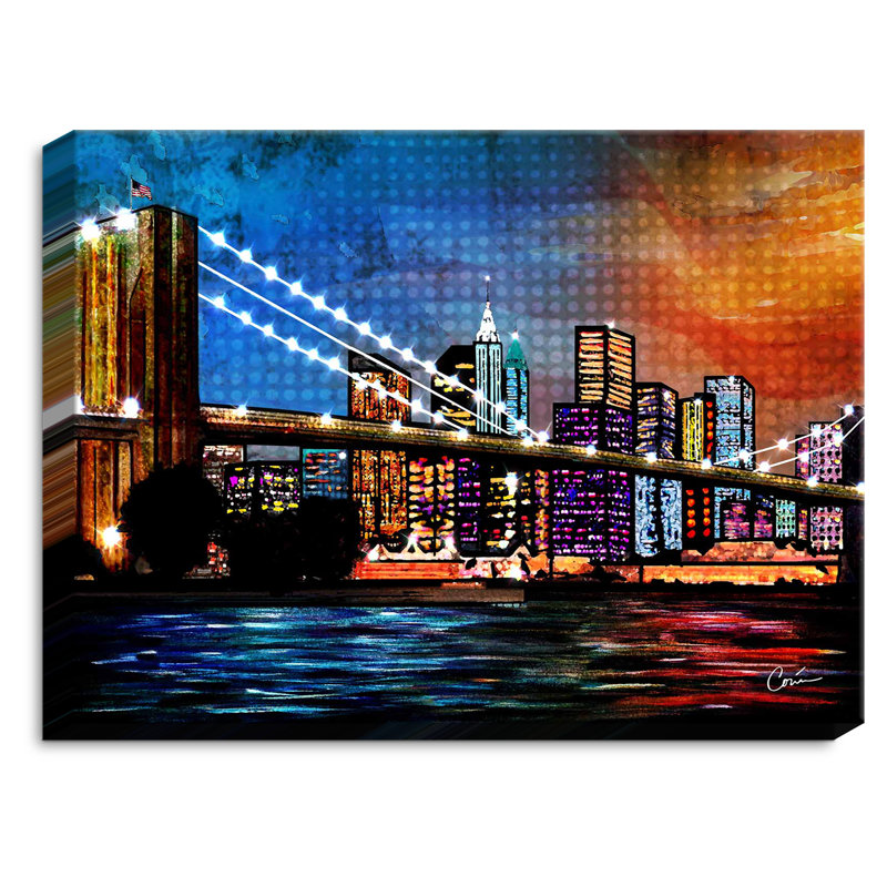 Brooklyn bridge-éclairage éclairé à l’arrière sur le tissu