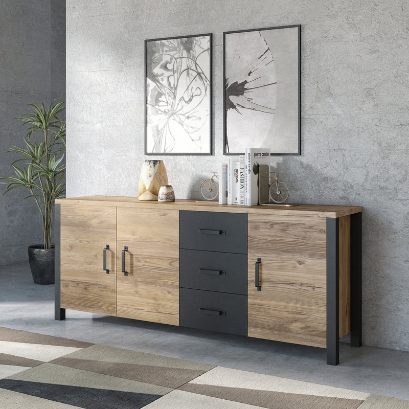 Monango 192cm Sideboard, Appenzeller Spurce/Black Mat