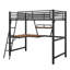 Lit mezzanine simple avec bureau et tablette de rangement, lit mezzanine en métal et panneau de fibres à densité moyenne avec échelle, garde-corps pleine longueur-679204361