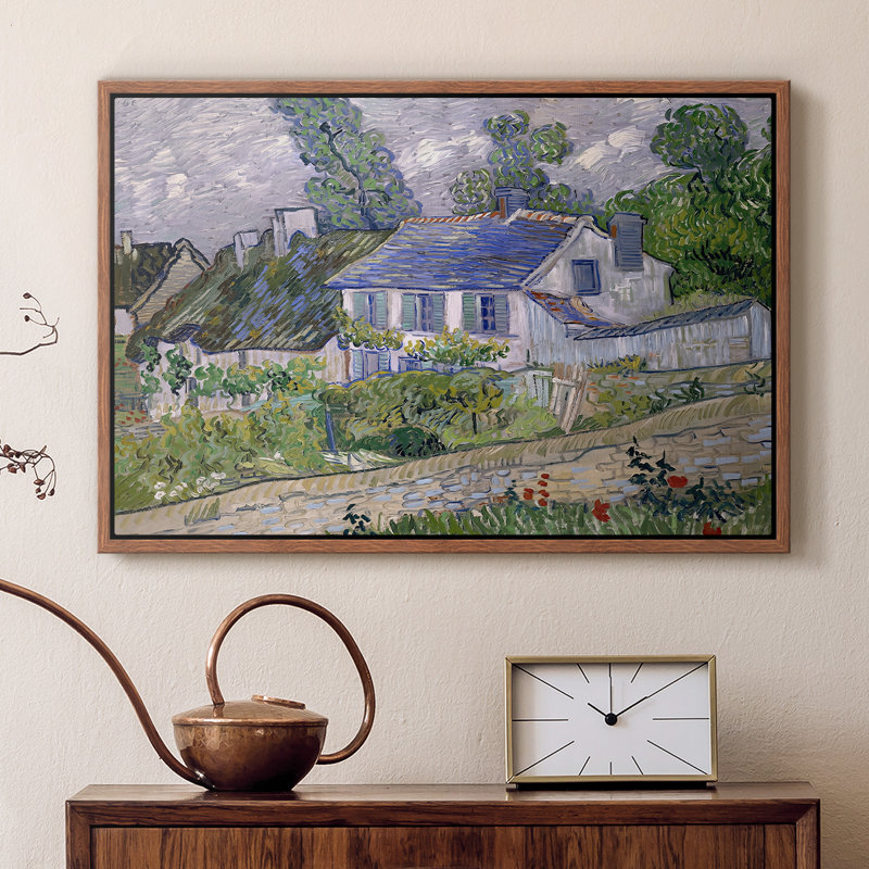 Maisons dans Auvers, 1890 - Vincent van Gogh, toile tendue avec châssis, 16 x 24, Noyer