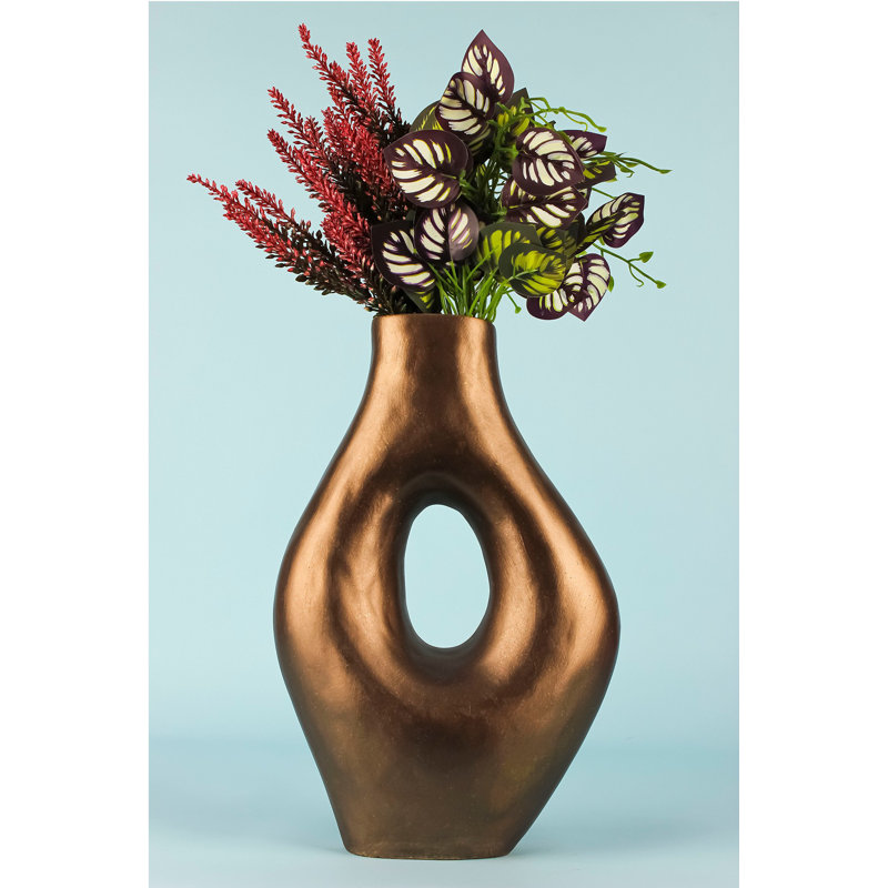 Hand Painted Decorative Pot, Ceramic Body, 7.9 x 13.4 inches, Brown | Elegant Home Decor Accent for Indoor Plants, Unique Design Perfect for Living Room, Office, or Garden, Durable and Stylish