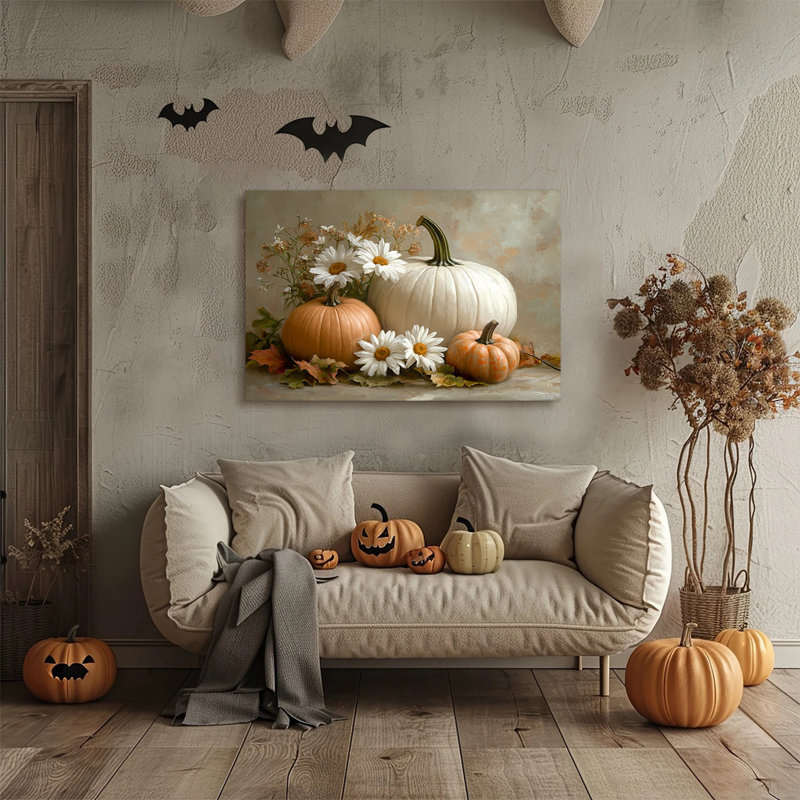 Art mural rétro de citrouille d'Halloween, H 12 po x l 16 po