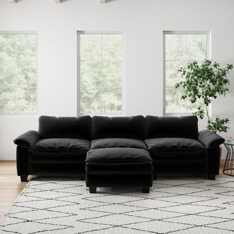 Canapé modulaire de luxe avec canapé et repose-pieds Modern Modern Furniture, Noir