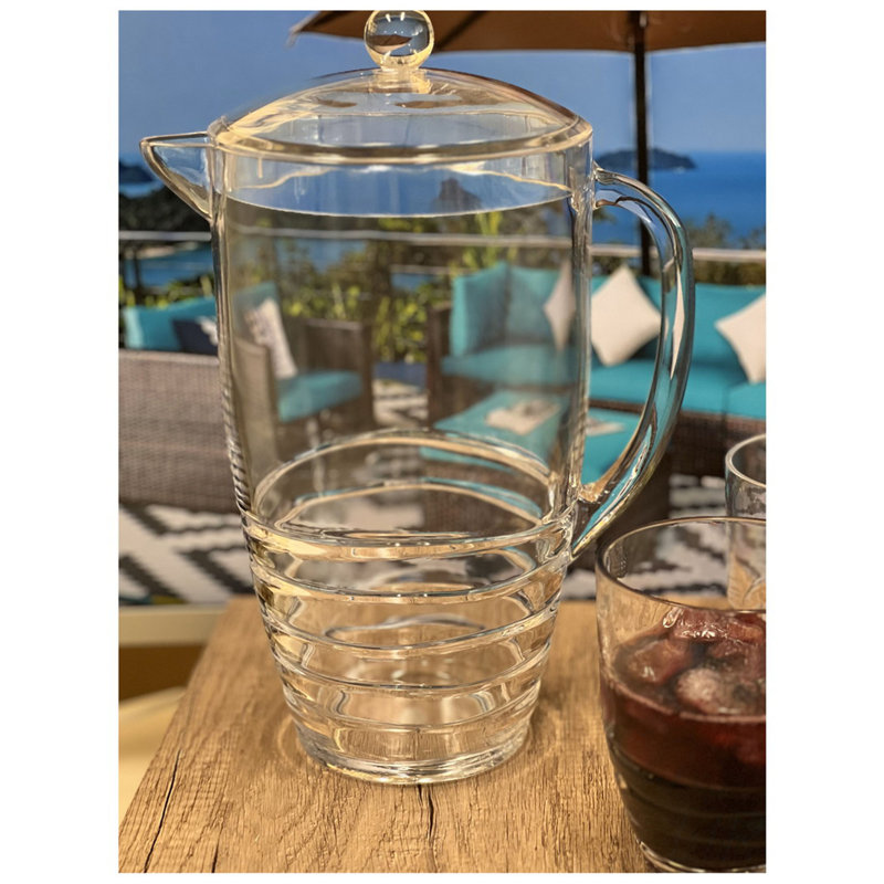 Pichet en plastique incassable de 2,5 pintes avec couvercle, sans BPA, pour une élégante portion de boisson, Clear