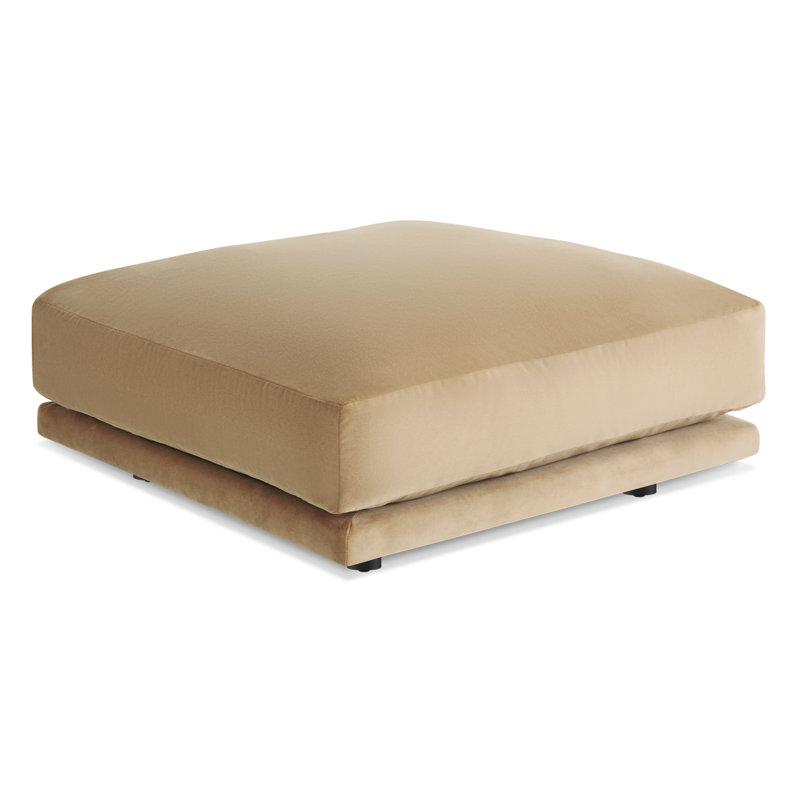Sunday Square Ottoman, Camel Velvet Polyester Blend