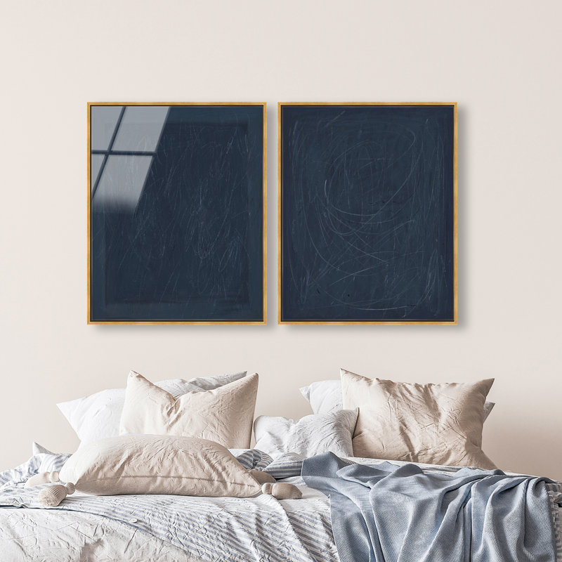 Deep Blue Set High-Gloss Frameless Acrylic Glass Wall Art Abstract Print by Oliver Gal, Ready to Hang, 16 x 20, 31"H x 37"W