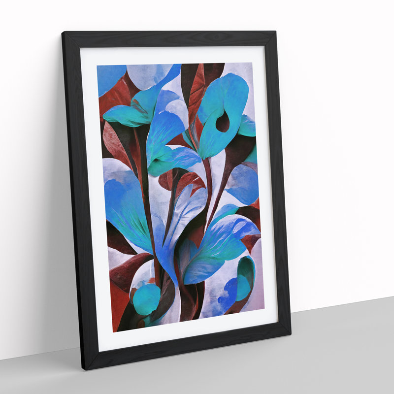 Modern Abstract Floral No.5 - Framed Print, 64cm H x 46cm W x 2cm D, Black