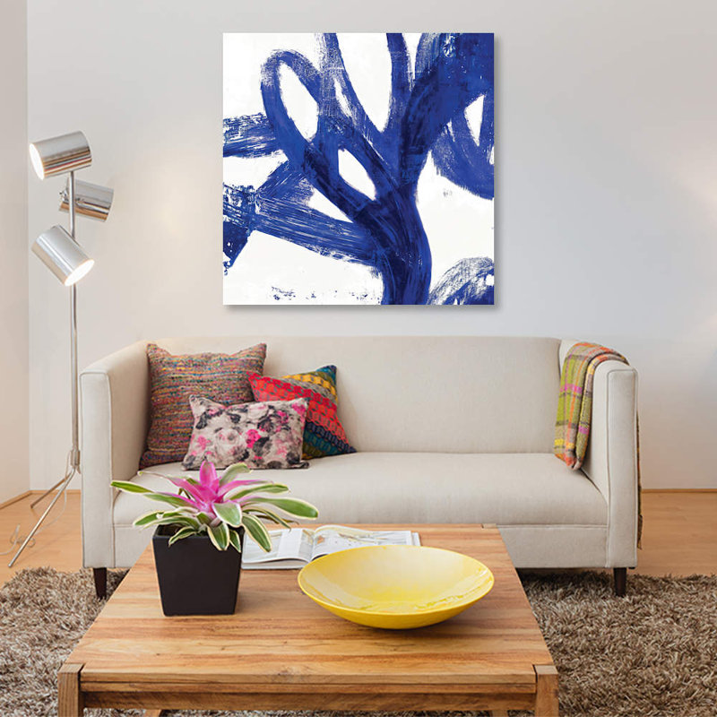 «Tendresse indigo» par PI Galerie - reproduction sur toile tendue, H 48 po x l 48 po x P 1,5 po, Toile tendue, Pas de tapis