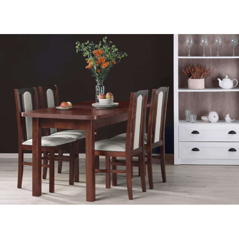 Extendable Solid Wood Base Dining Table, Nut