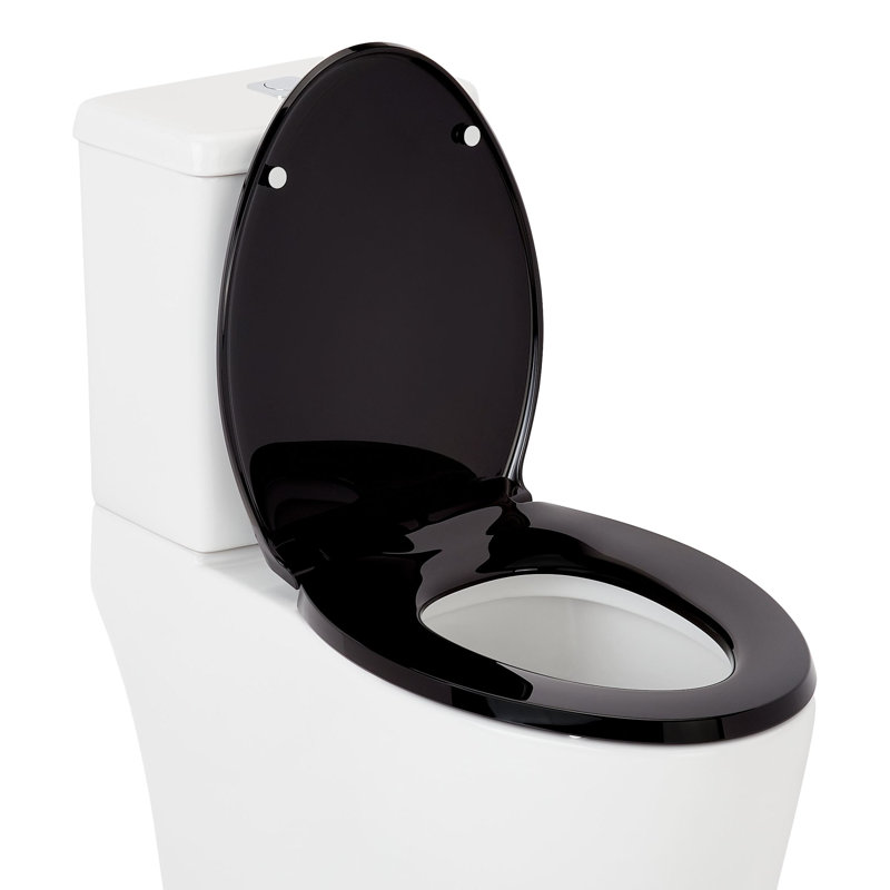 Heavy Duty Slow-Closing Elongated Toilet Seat - Black, Black