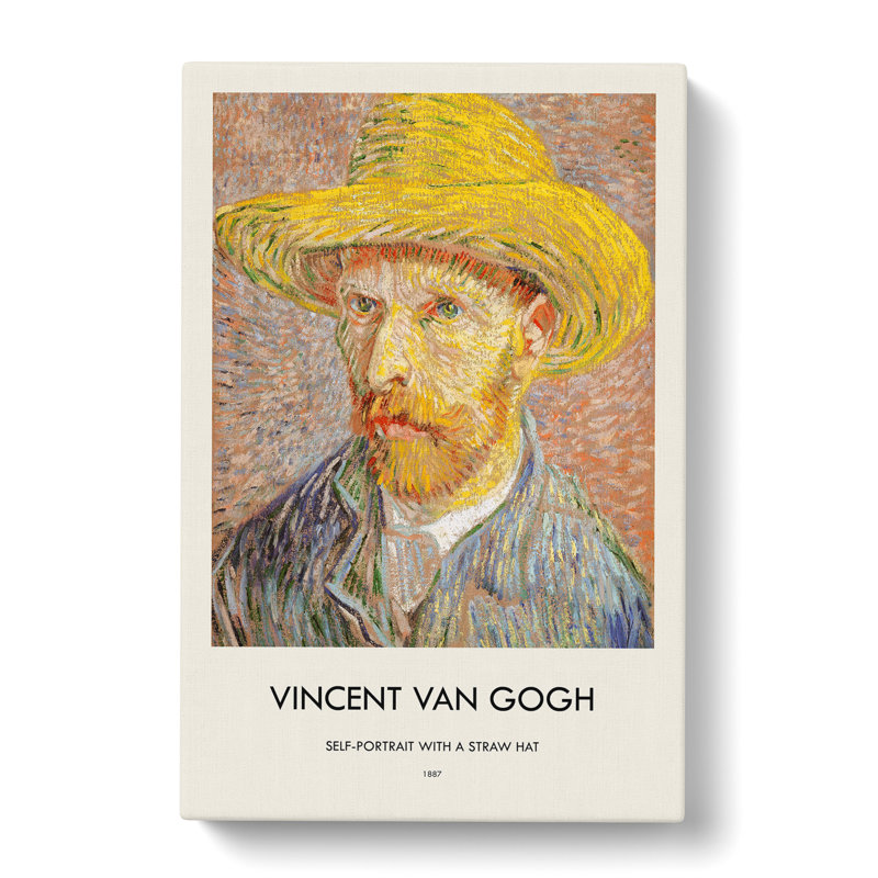 Self Portrait with a Straw Hat by Vincent Van Gogh - Wrapped Canvas, 76cm H x 50cm W x 3cm D