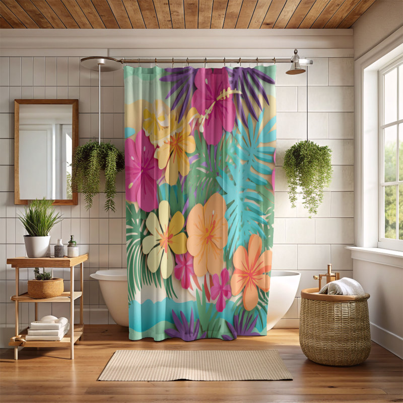 Shoal - Rideau de douche Premium, H 74 po x l 71 po