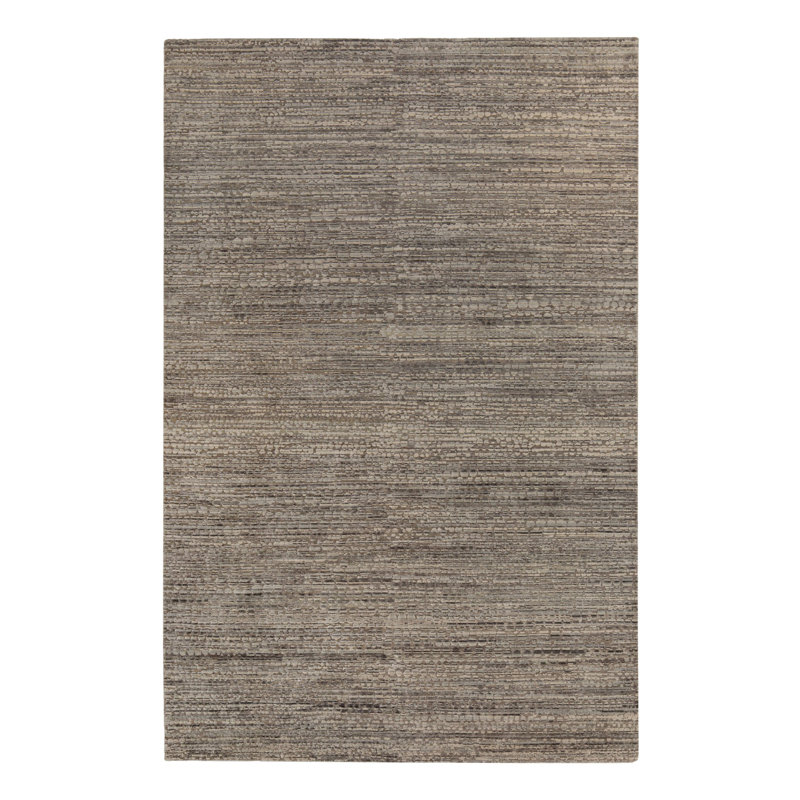 Charcoal Textured Silk Wool Blend Rug