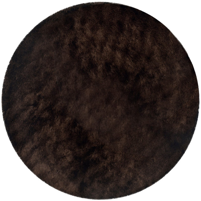 Delane Handmade Tufted Chocolate Area Rug, Round 5'