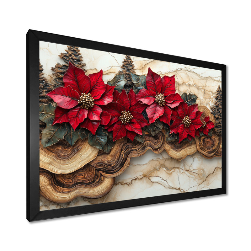 Giray - art mural floral, H 12 po x l 20 po, Cadre simple noir