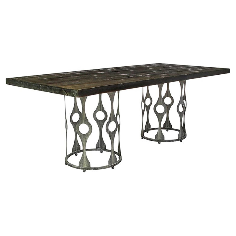 Balustrade 40'' Iron Dining Table, Sand Blasted Pine