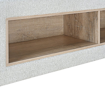 Upholstered Platform Bed Frame with LED Light and Storage