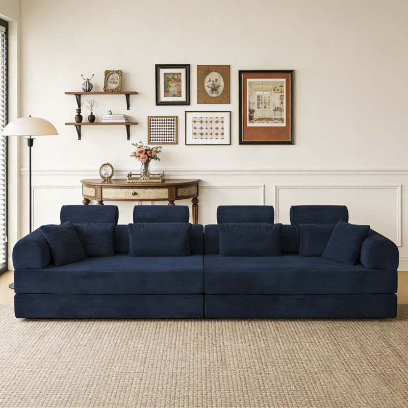 Canapé modulaire en L, Bleu