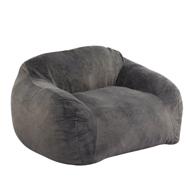 Fauteuil à billes d'intérieur, fausse fourrure grise