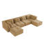 Canapé modulaire en U en velours côtelé 6 pièces avec 2 repose-pieds, conception capitonnée, sans assemblage-389385133