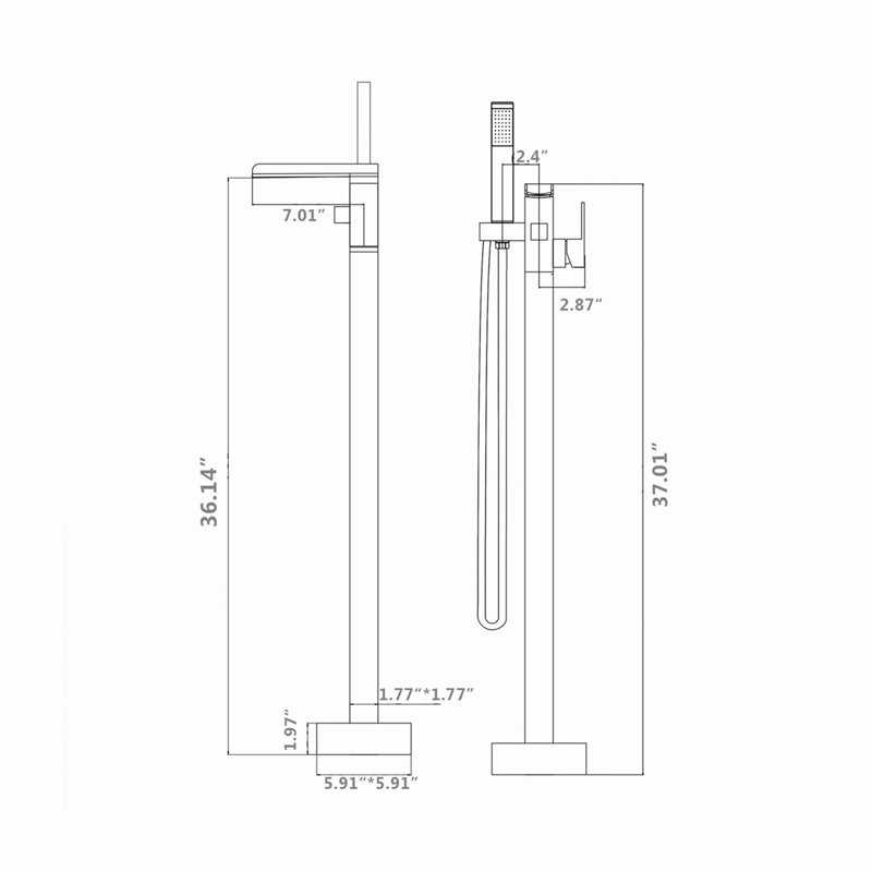 Bathroom Freestanding Waterfall Tub filler Floor Mount Faucet with Hand Shower, Chrome