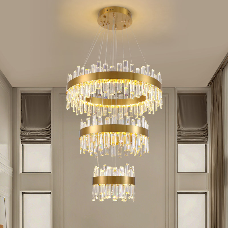 Lustre DEL à 3 lumières en cristal à intensité variable
