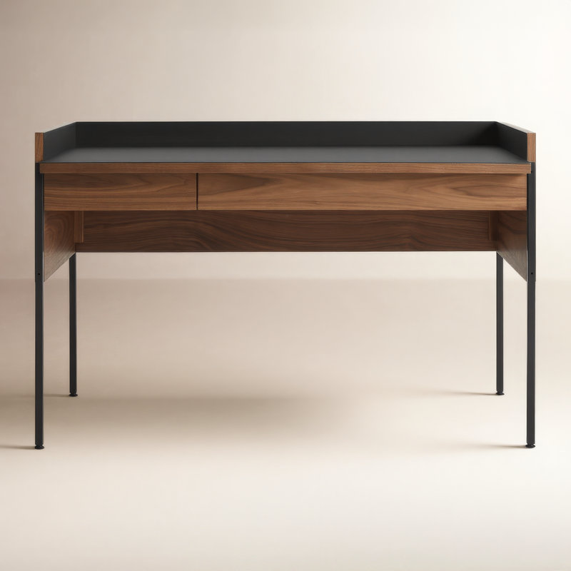Tabloid Solid Wood Writing Desk, Oblivion/Walnut