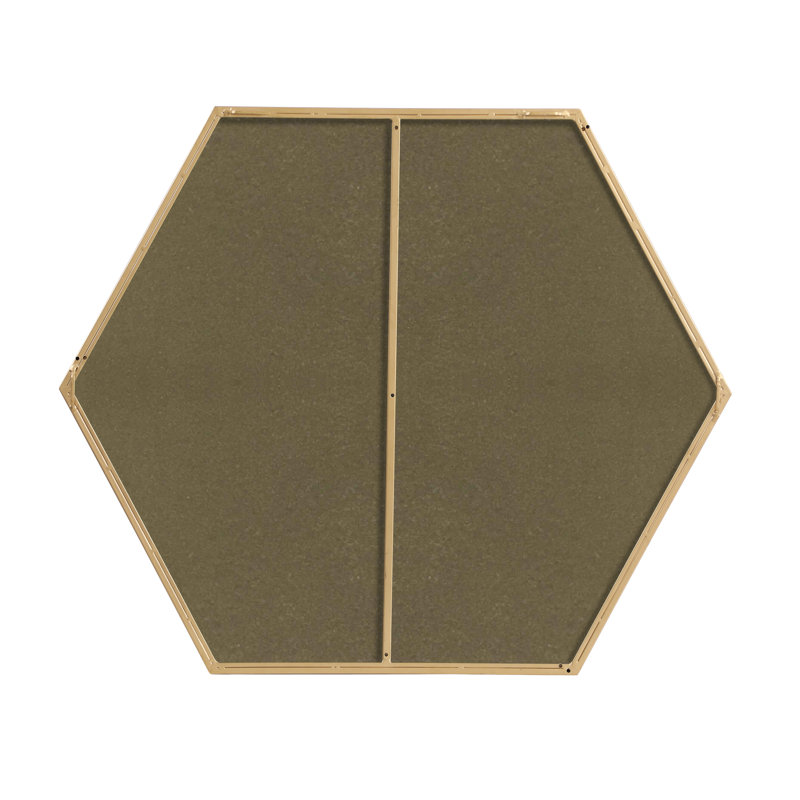 Sabine Metal Hexagon Wall Mirror, Brass, 35" x 41"