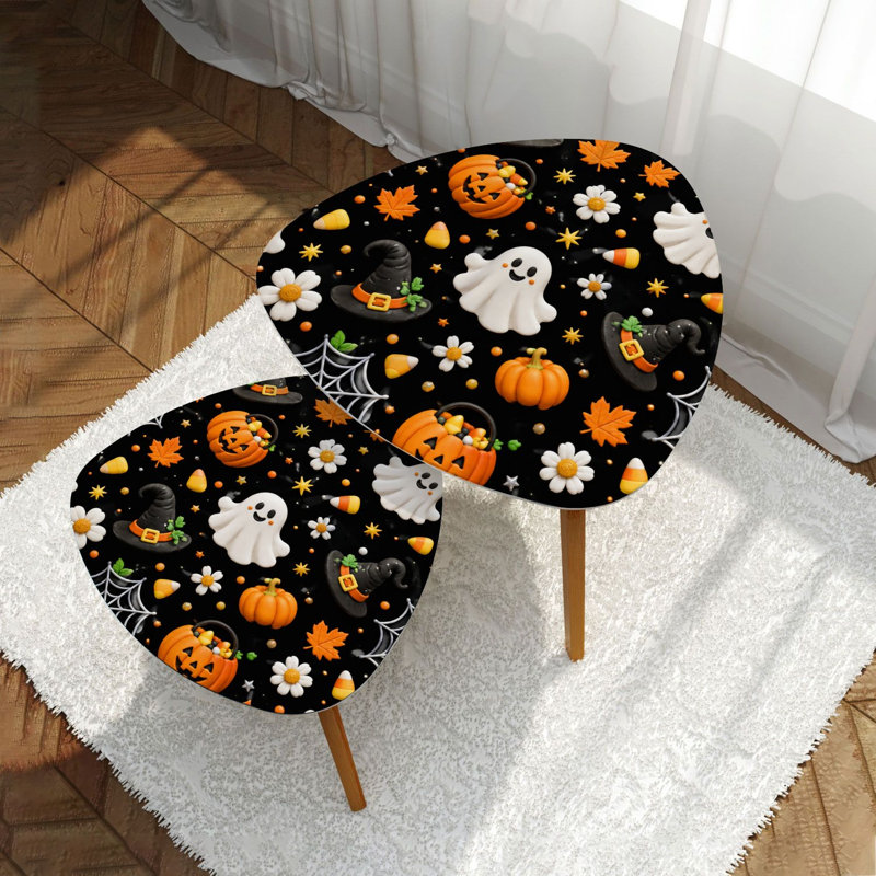 Ensemble de 2 tables basses gigognes triangulaires Halloween Halloween