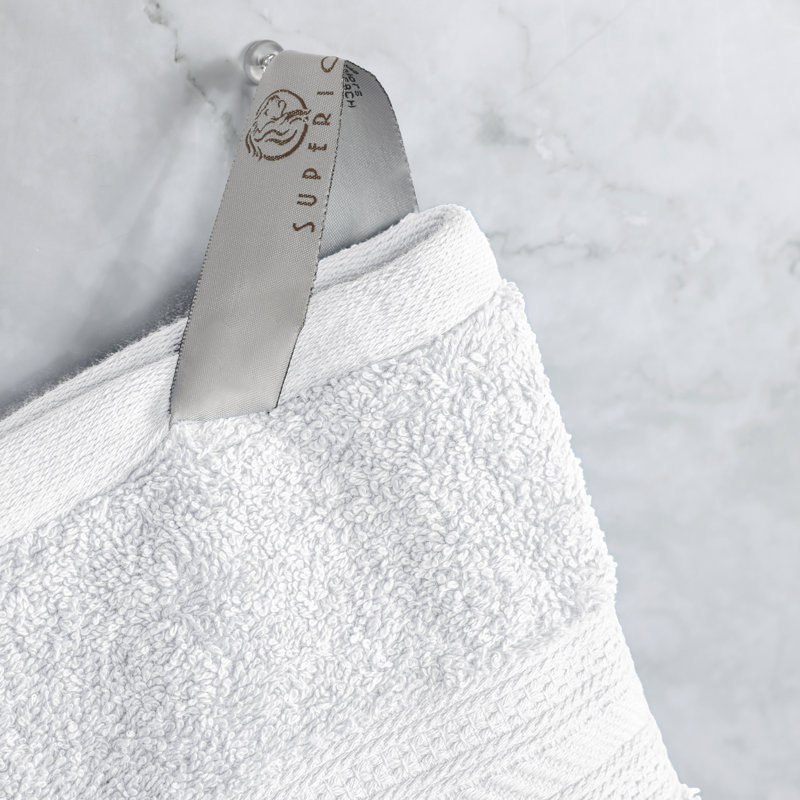 Atlas Cotton Plush Soft Highly-Absorbent Heavyweight Luxury 12 Piece Assorted Towel Set, White
