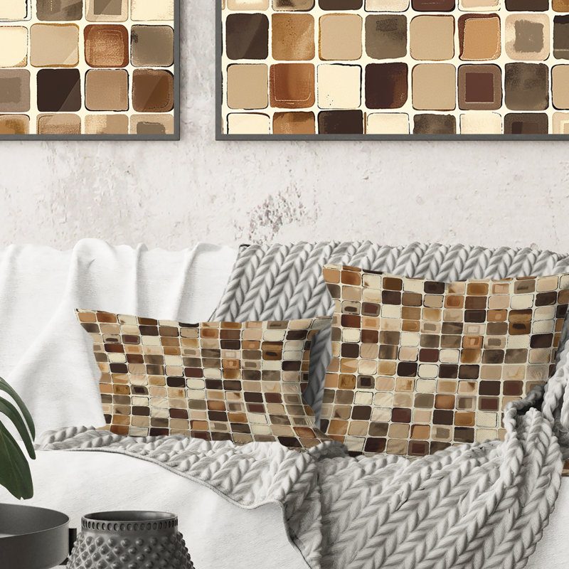 Coussin brun Midcentury Mosaic I - Midcentury
