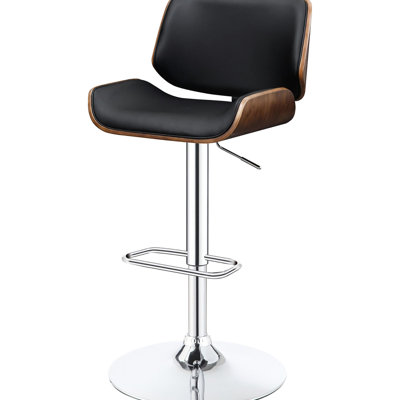 Base réglable de la chaise - siège en similicuir noir, rehausse le décor du tabouret de bar moderne Mid-Century et siège incurvé pour plus de confort