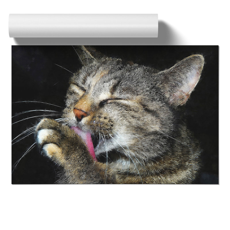 Portrait of a Cat Painting - Frameless Print, 21cm H x 30cm W x 0.1cm D