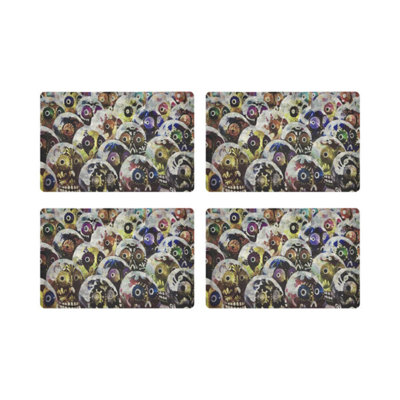 Dia De Los Muertos Rich Vegan Leather Rectangle Pebble Placemat