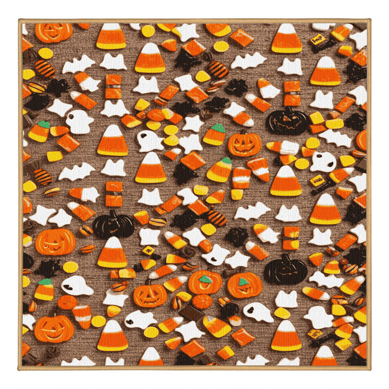  Tapis lavable bonbons d'Halloween, Carré 3 pi