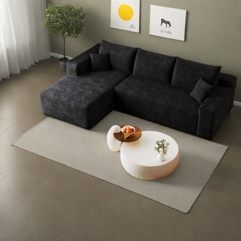 Chaise longue en velours côtelé Compression