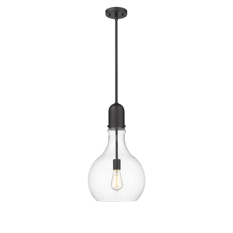 Luminaire suspendu sphère 1 lumière Krier, H 53,25 po x l 11,75 po x P 11,75 po, Transparent, Noir mat