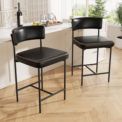 Chaise de salle à manger rembourrée moderne en métal avec dossier confortable