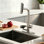 Brushed Nickel Pull Down Kitchen Faucet With Integrated Glass Rinser And Waterfall Mode