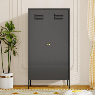 Armoire-penderie en métal avec tablettes réglables et tringle à vêtements, casier de rangement pour chambre à coucher, chambre d'enfant, bureau, maison, école, almirah pour les vêtements, couverture.