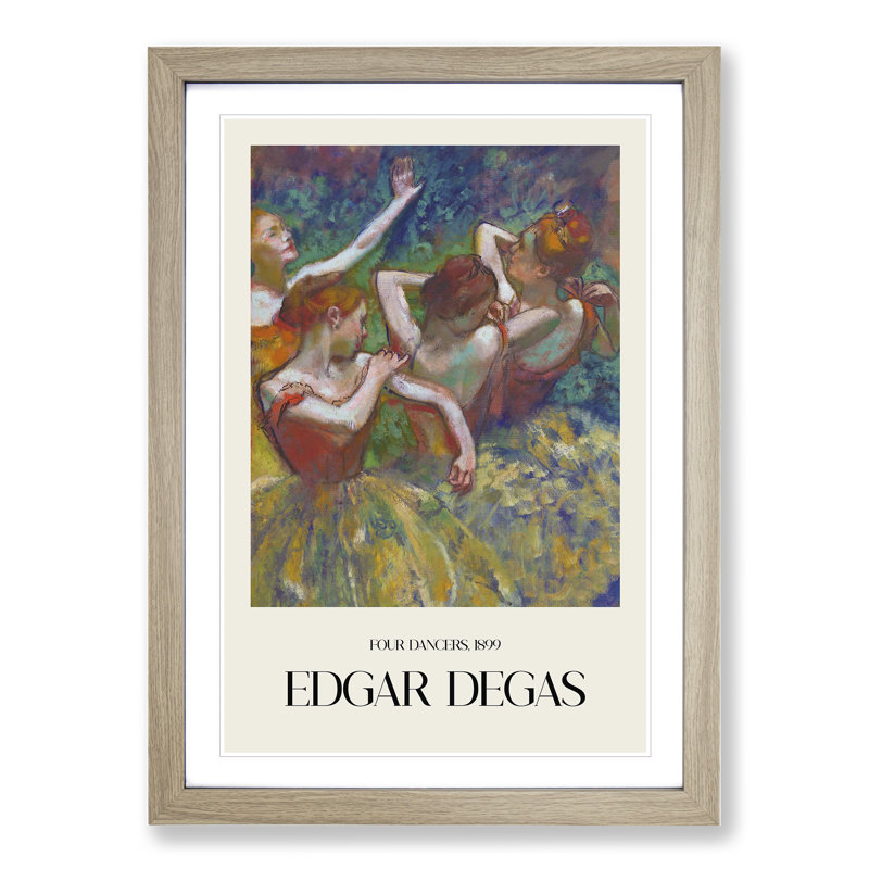 Four Ballet Ballerina Dancers Vol.1 by Edgar Degas - 1 Piece Single Picture Frame Wall Art, 36cm H x 27cm W x 2cm D