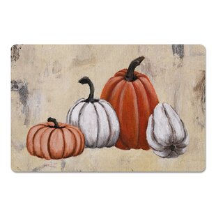 Fall Kitchen Anti Fatigue Mat Set of 2 Black Spice Pumpkin Non