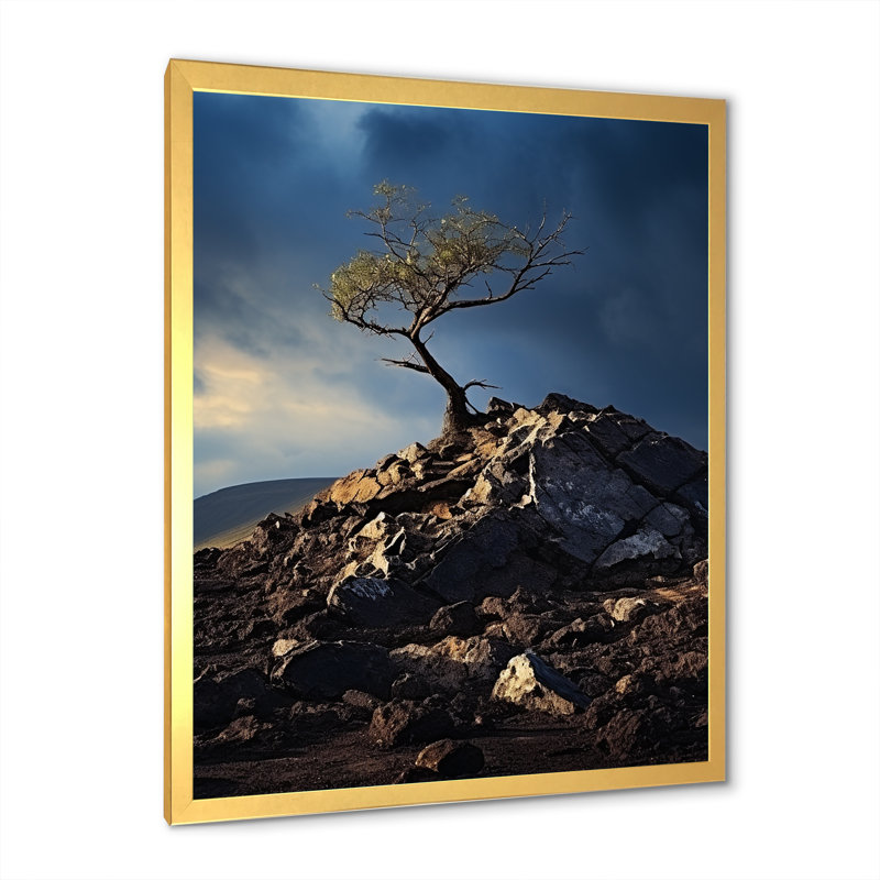 Volcan, volcan, émission I sur toile, Cadre doré simple, H 40 po x l 30 po x P 1,5 po