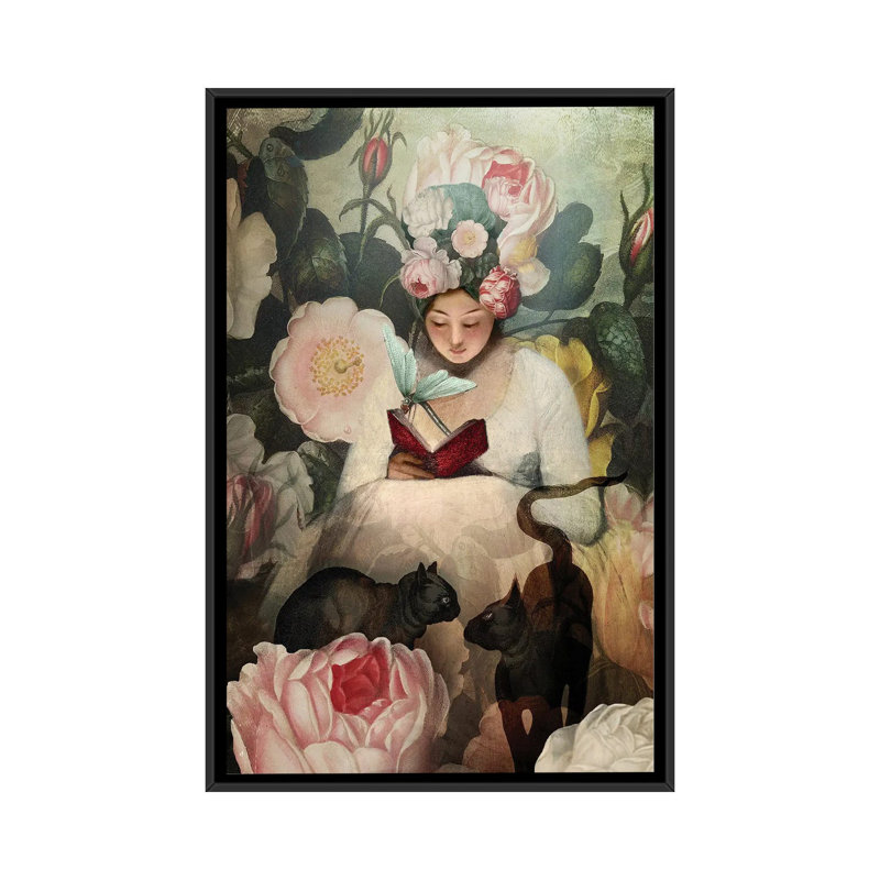 La lecture sur toile par Catrin Welz-Stein, reproduction, Cadre noir, H 48 po x l 32 po x P 1,5 po