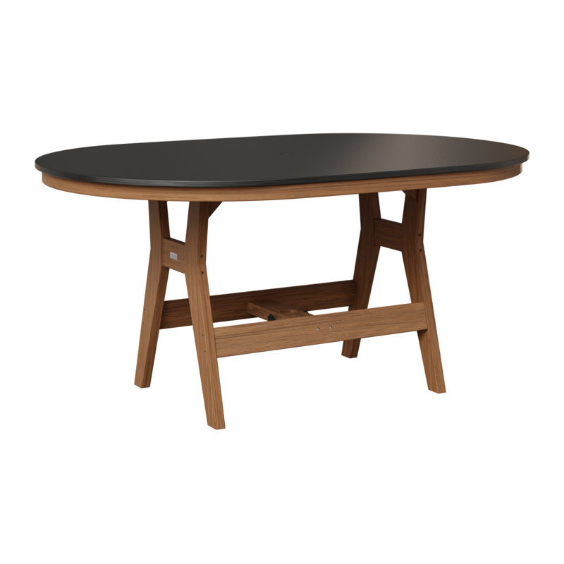 Berlin Gardens Harbour 64″ Oblong Bar Table, Antique Mahogany, 38.87" H x 64" W x 44" D, Hammered Top Black