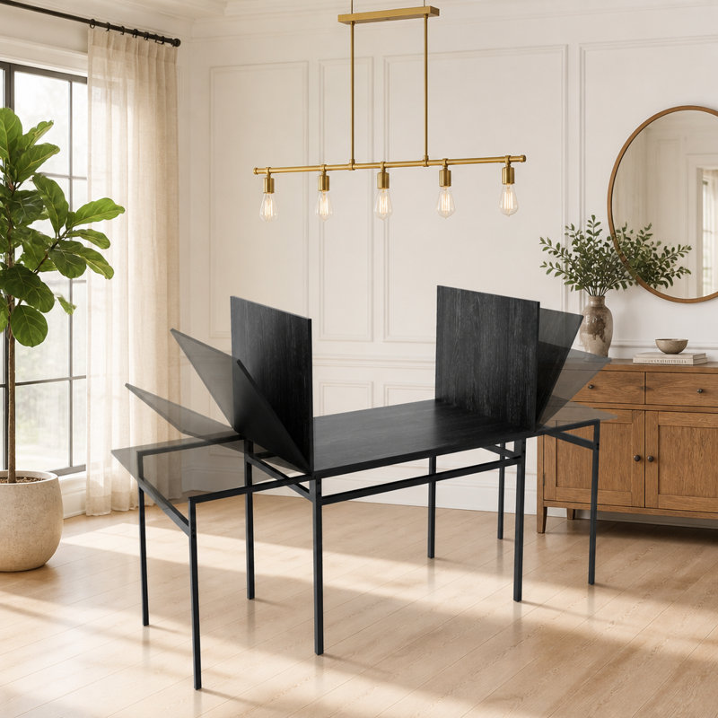 Table de salle à manger extensible, table à abattants industrielle avec structure en métal, table de cuisine pliante extensible pour petit espace, appartement, salle à manger