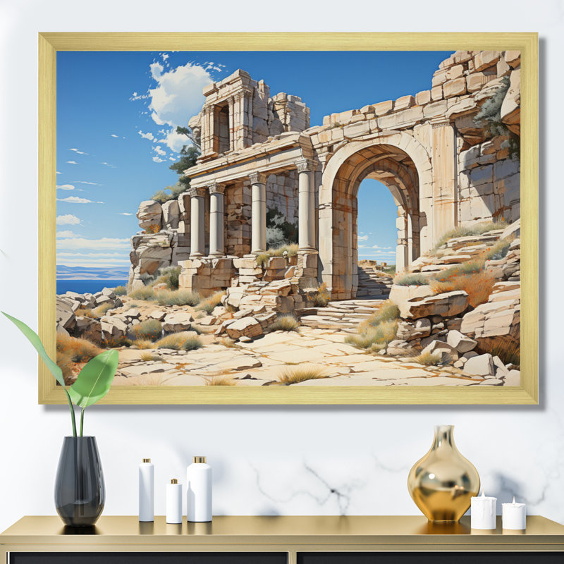 " Greece Eternal Delos I ", H 34 po x l 44 po, Cadre doré à une seule photo