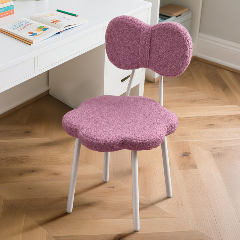 Teen Desk Chair 1PCS Girls Vanity Chair Kids Desk Chair Teddy Fleece Student Task Study Bedroom Office Reading Seat for Girls Purple