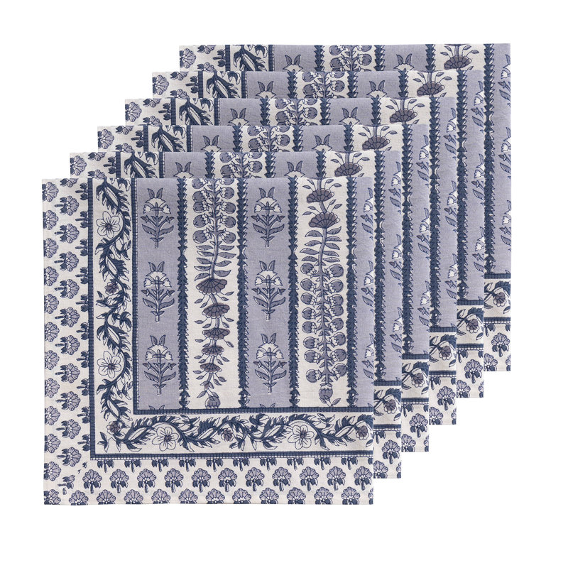 Charlemont 100% Cotton Floral Square Napkin, Blue/Marine