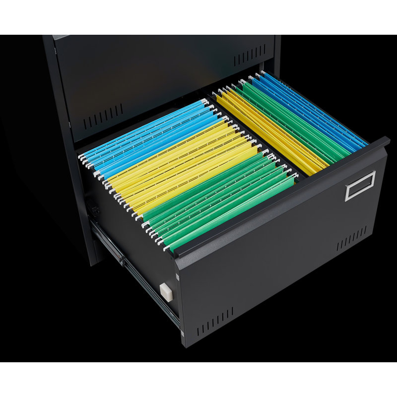 Filing Cabinet, Metal File Cabinet With Three Drawers For Office, Black